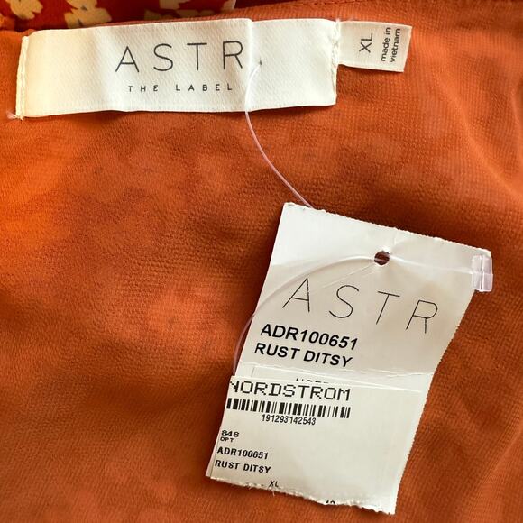 ASTR The Label Ditsy Floral Ruffle Mini Dress In Rust Orange White Size XL New - Picture 14 of 15